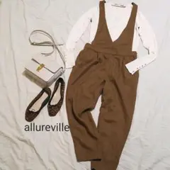 allureville アルアバイル ウールサロペットパンツ ブラウン 2