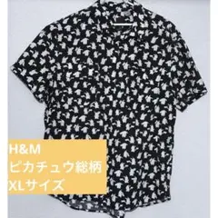 ピカチュウ XL 総柄 半袖 シャツ H&M 古着 ポケモン コラボ