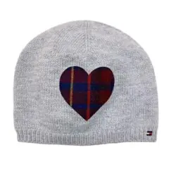 "美品　トミーヒルフィガー　ニット帽　ビーニー　ハート　グレー　ロゴ　tommy