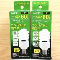 【超希少】NEC ホタルクス コスモボール・ミニ E17 60w形 昼白色 2個