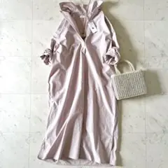 25SS人気完売品＊かぐれ 洗える コットンシルクシャツワンピース 1 ピンク