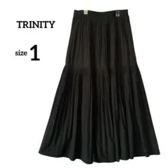 TRINITY トリニティ　ロング　フレアスカート　プリーツ　切替　ウエストゴム
