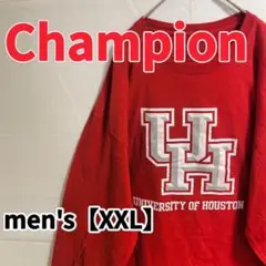 Y444【Champion】ビッグロゴ長袖ロンT【XXL】レッド