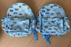 キッズ リュック 水色 はたらく車プリント 2個