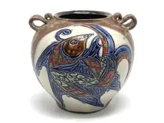 新垣勲 作 壺屋焼 赤絵黍文丸瓶 伝統工芸 氏素性の解らぬ作品 壺屋焼 黍文赤絵鉢 伝新垣栄三郎作 その2