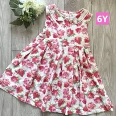 レイチェルライリー　バラ柄ノースリーブワンピース　6Y