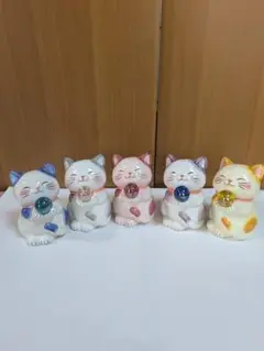 90 風水ハッピーキャット　5匹セット　病気回復　金運向上等　貯金箱