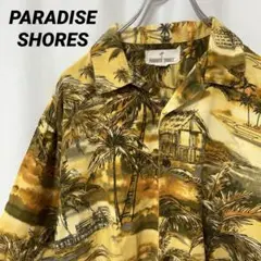 N-4497 PARADISE SHORES アメリカ古着 アロハシャツ L