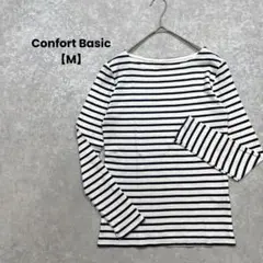 a1001＊Confort Basic ボーダートップス　紺×白【M】ナチュラル