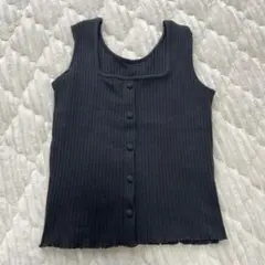 リブ編み 黒 タンクトップ　ノースリーブ　Ｍサイズ