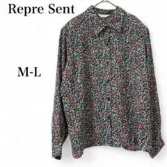 【リプレゼント】 トップス シャツ 長袖 総柄 花柄 肩パット スリット L