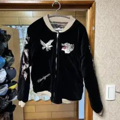 美品 テーラー東洋 別珍 スカジャン 白虎 日本地図 Lサイズ M18427 最高 のファッション - 美品 テーラー東洋 別珍 スカジャン 白虎
