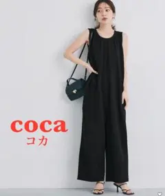 美品【cocaコカ】オールインワンエンボス加工ロンパース ジャンプスーツM