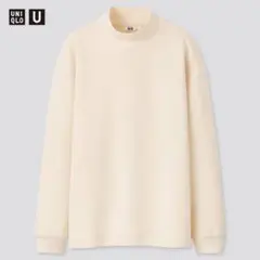 美品 ユニクロ ユニクロU モックネックプルオーバー M ナチュラル