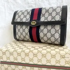 【ほぼ未使用品✨】GUCCI GGキャンバス シェリーライン クラッチバッグ