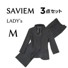 美品レディースMサイズ SAVIEM 7分袖オールシーズンスーツ３点セット 黒色