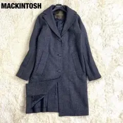 美品 マッキントッシュ ロングコート チェスターコート グレー 34 千鳥格子