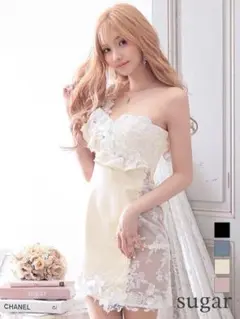 ROBE de FLEURS 3Dフラワーアシンメトリーワンショルダードレス