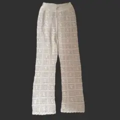 値下げMOUSSY レース編みホワイトフレアパンツ