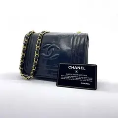 ◎美品◎CHANEL ココマーク チェーン ミニショルダーバッグ ラムスキン 紺