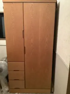ナチュラルウッド クローゼット ハンガーラック付き