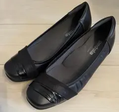 アシックス ペダラ パンプス 黒 レザー 23.5 4E