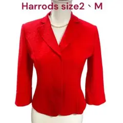 美品　ハロッズ　印象的　赤、レッド　ウール　ジャケット　2、M、9号
