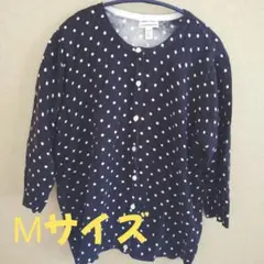 Croft&Barrow ネイビー ドット柄 カーディガン Mサイズ