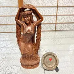 ハワイ 木彫り フラガール ミニ灰皿 置物 オブジェ ビンテージ