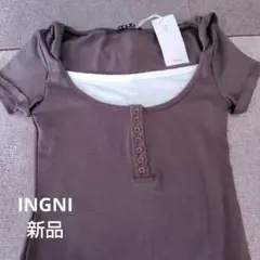 INGNI 新品 フード付きブラウン半袖Tシャツ