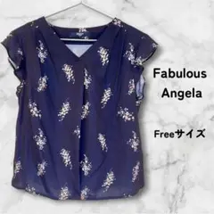 Fabulous Angela 花柄ブラウス トップス Fサイズ ネイビーフリル