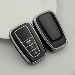 トヨタ スマートキーケース TPU キーカバー 黒銀 3ボタン RAV4