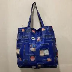 新品未使用】エコバッグ　コスメ柄　紺　HIKARIMIRAI