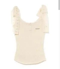アイボリーCotton ribbon tank andmary