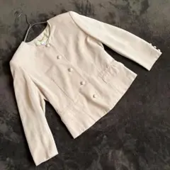 【plidoul】ピンクベージュノーカラージャケット フリーサイズ 東京スタイル