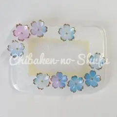 【043】写真が入るウェットシートの蓋 桜 パープル ブルー ホイップデコ