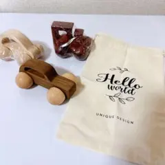 【新品・未使用】木製ミニカーとオリジナルバッグ