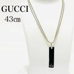 美品✨グッチ SV925 刻印 ロゴプレート ネックレス 2連ボールチェーン