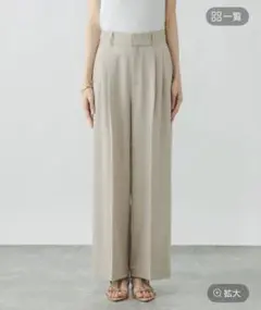 グローバルワーク　お手入れラクラクセットアップ／ワイドパンツ　ライトベージュ　S