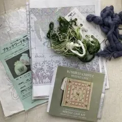 クロスステッチ 刺繍 ブラックワーク 図案やあまり糸のセット