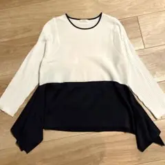 【美品】デプレ　　ファブリックコンビ クルーネックプルオーバー　バイカラー