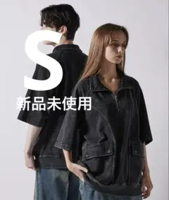 【CLEL】ヘビーウェイトヴィンテージデザイン半袖ハーフジップTシャツ ブラック