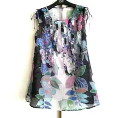 ほぼ未使用 TOKUKO 1er VOL 花柄シフォン ノースリーブチュニック