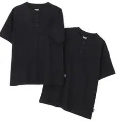 【未使用】Schott 2パック ヘンリーネック Tシャツ ブラック M