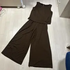 ブラウンノースリーブオールインワン