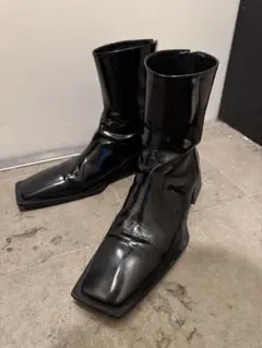HUMANT ダンブラックブーツ スクエアトゥヒールブーツ　27cm