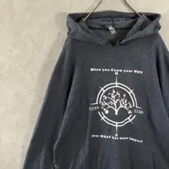 ヴィンテージ　パーカー　プルオーバー　ビッグプリント　裏起毛　古着　IW20