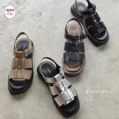erin x tukn. ROOMコラボ グルカサンダル シルバー M厚底