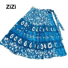Zizi ☆巻きスカート☆ロングスカート☆ボトムス☆インド製☆蝶と動物柄