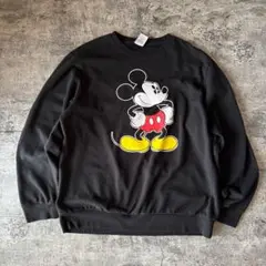 【XL】Disneyミッキーマウス 両面プリント スウェット ブラック 古着